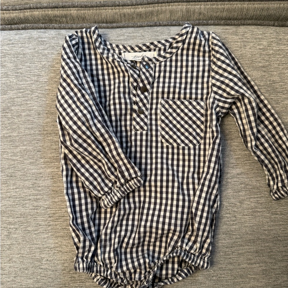 Gingham Long Sleeve One-Piece